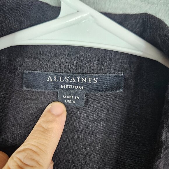 ALLSAINTS Elina Shirt Women’s V-neck Long Sleeve Twist Front Button Up Sz M - Picture 8 of 9